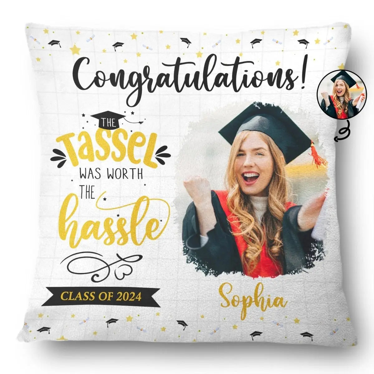 Graduation - Custom Photo The Tassel Was Worth The Hassle - Personalized Pillow Pillow The Next Custom Gift