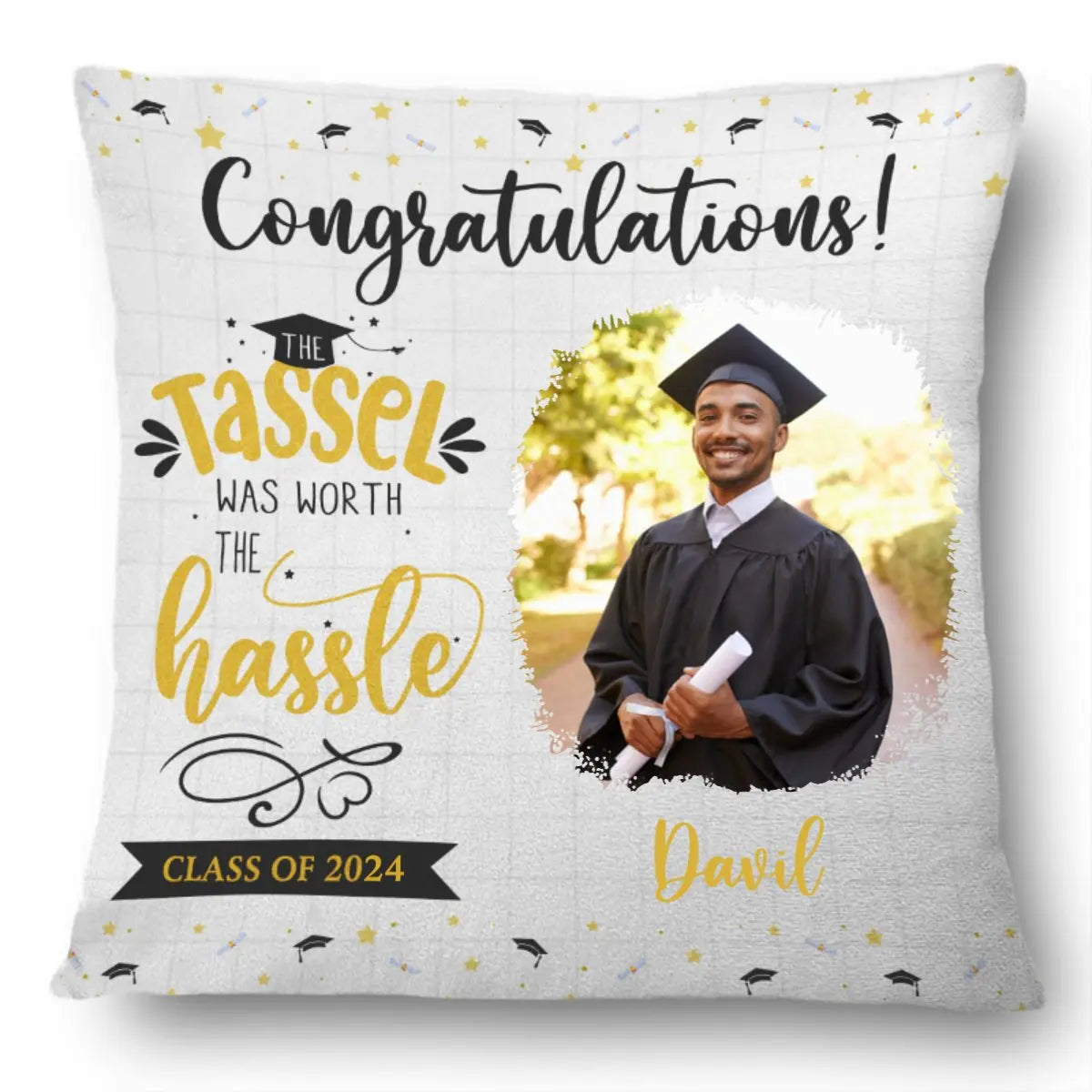 Graduation - Custom Photo The Tassel Was Worth The Hassle - Personalized Pillow Pillow The Next Custom Gift