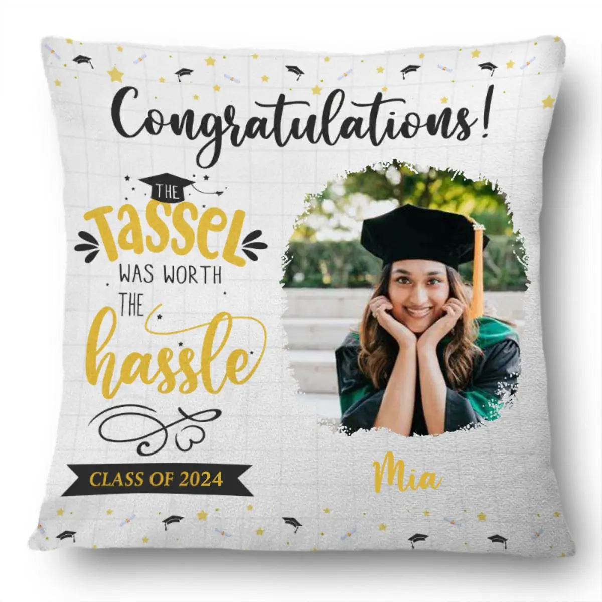 Graduation - Custom Photo The Tassel Was Worth The Hassle - Personalized Pillow Pillow The Next Custom Gift