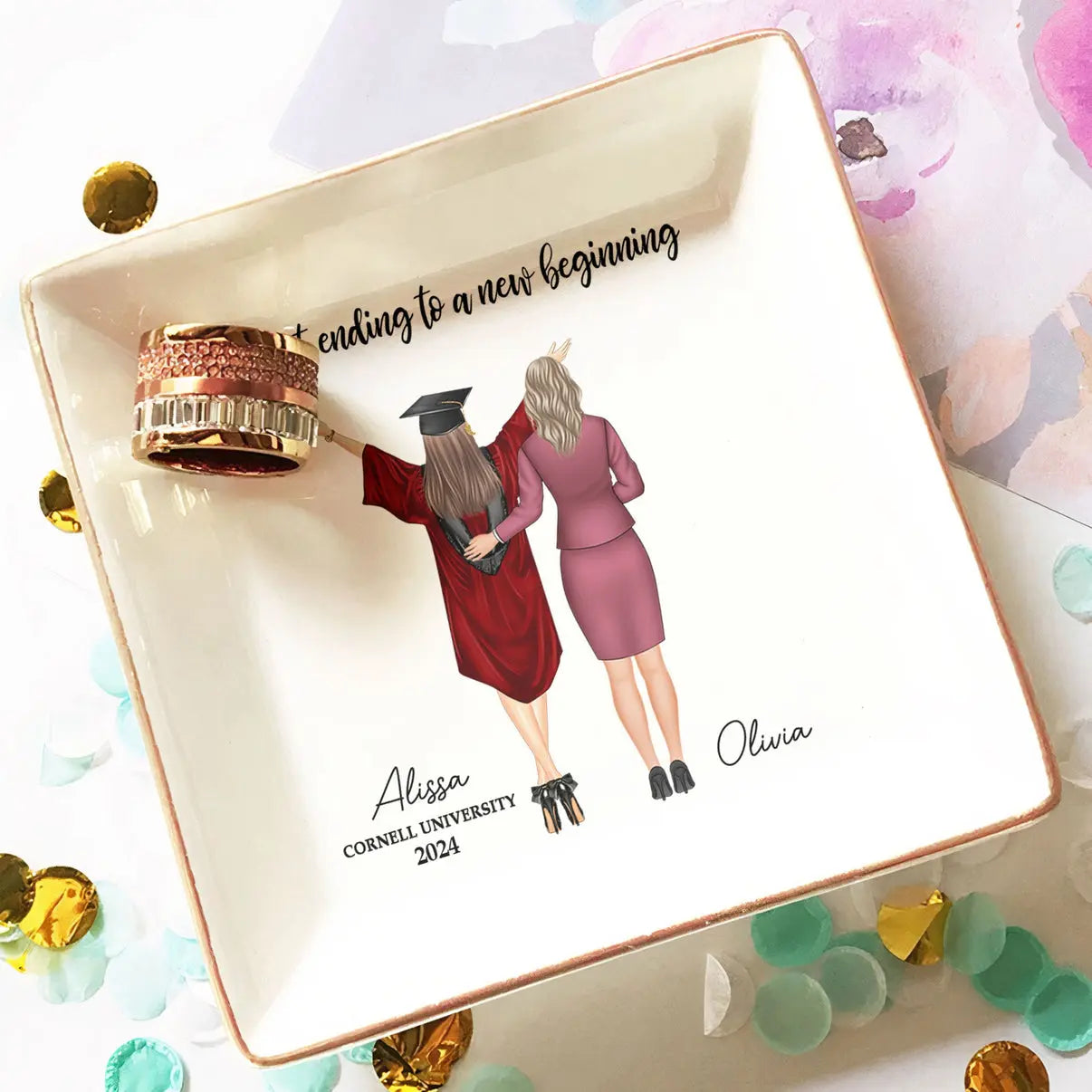 Graduation Gift A Sweet Ending To A New Beginning - Personalized Jewelry Dish Dish The Next Custom Gift