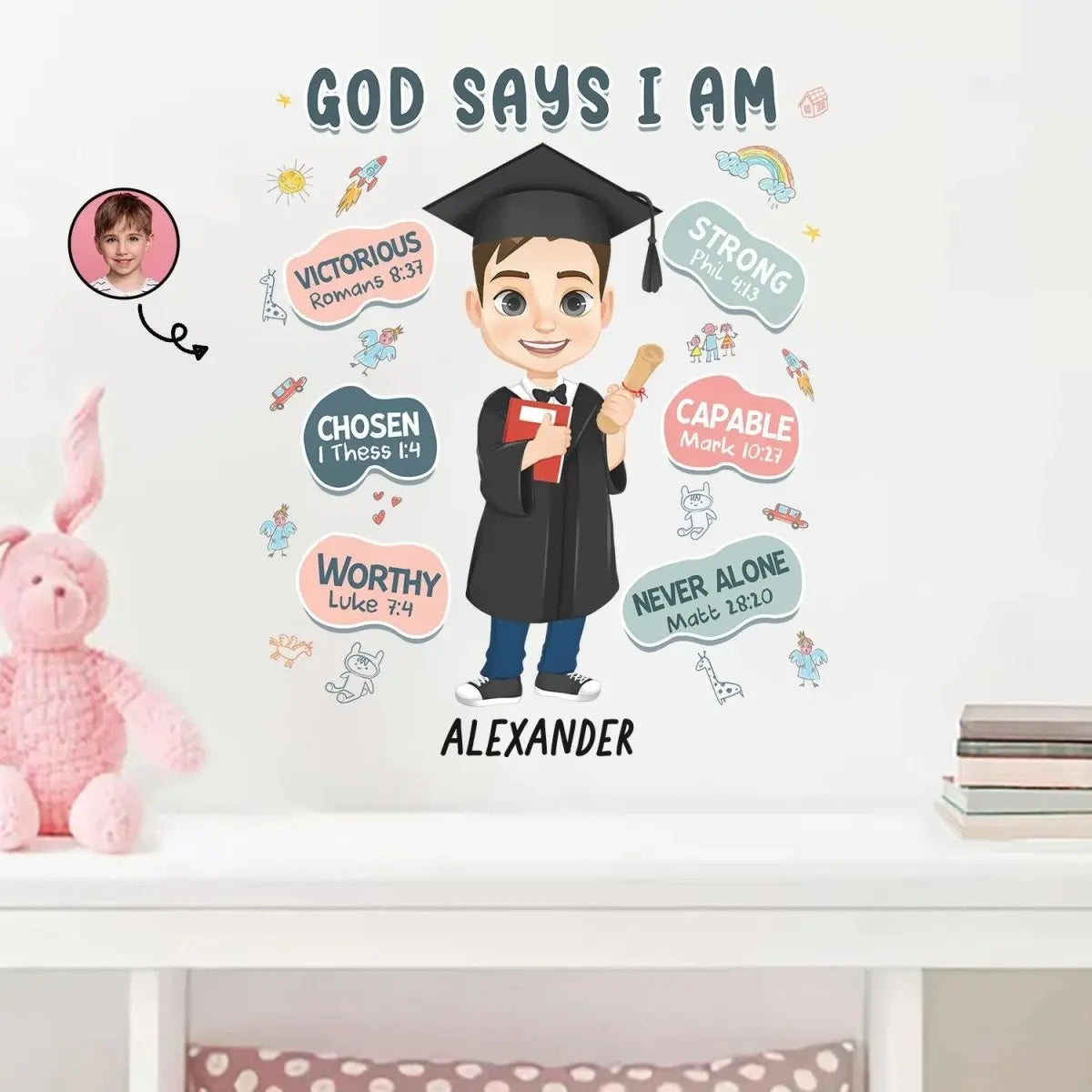 Graduation - God Says I Am - Personalized Decor Decal Decal The Next Custom Gift