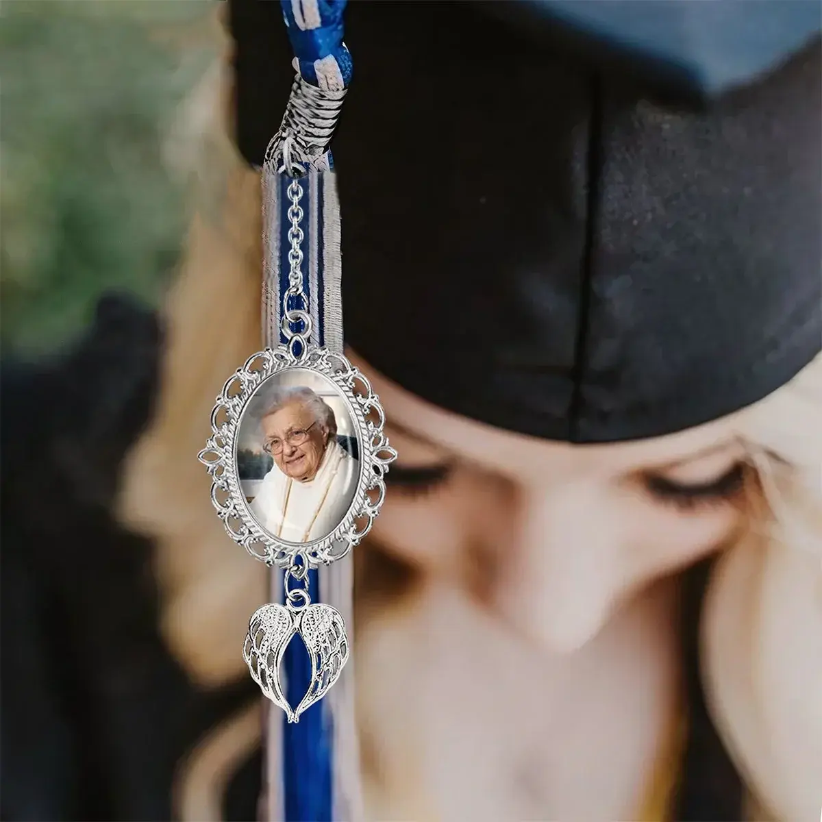 Graduation - Photo Charm with Angel Wings - Personalized Graduation Tassel Keychain The Next Custom Gift