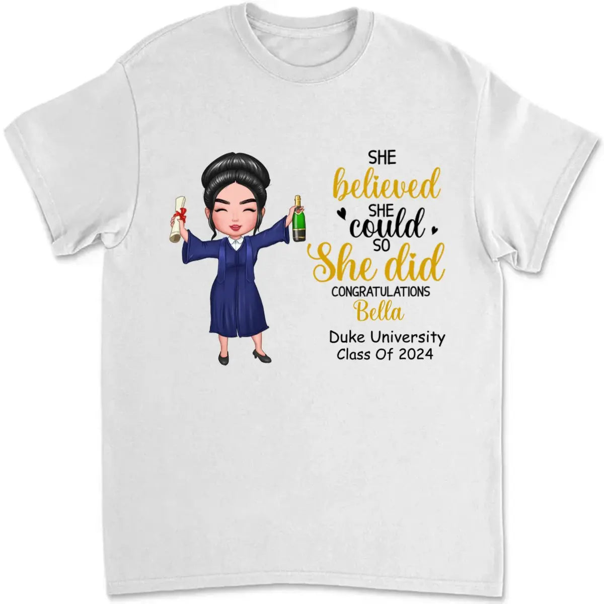 Graduation - She Believed She Could So She Did Congratulations  - Personalized Tshirt  The Next Custom Gift