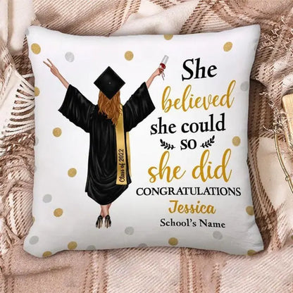 Graduation - She Belived She Could - Personalized Pillow Pillow The Next Custom Gift