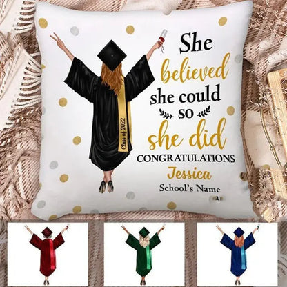 Graduation - She Belived She Could - Personalized Pillow Pillow The Next Custom Gift