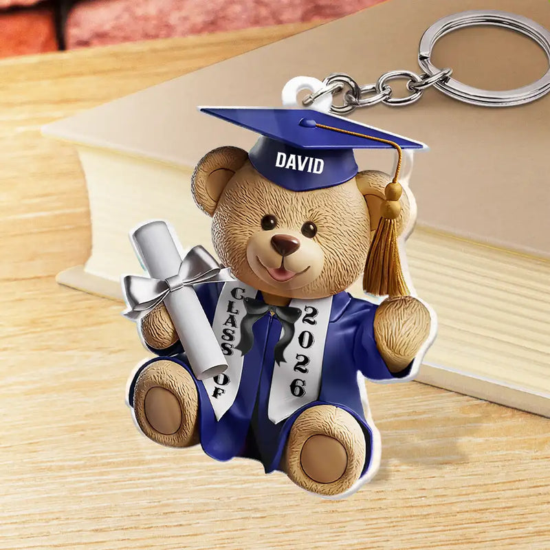 Graduation Bear 3D Effect - Personalized Acrylic Keychain