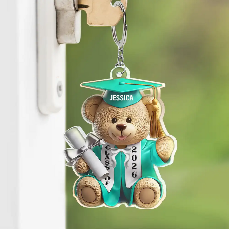 Graduation Bear 3D Effect - Personalized Acrylic Keychain