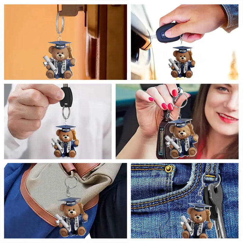 Graduation Bear 3D Effect - Personalized Acrylic Keychain