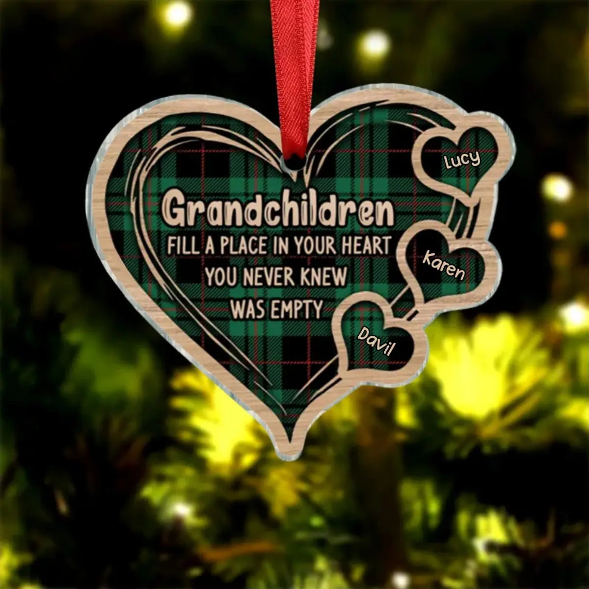 Grandchildren Fill A Place In Your Heart - Personalized Acrylic Ornament Ornament The Next Custom Gift