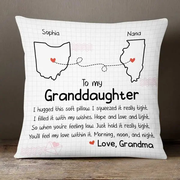 Granddaughter - Long Distance Hug This Drawing Pillow - Personalized Pillow Pillow The Next Custom Gift