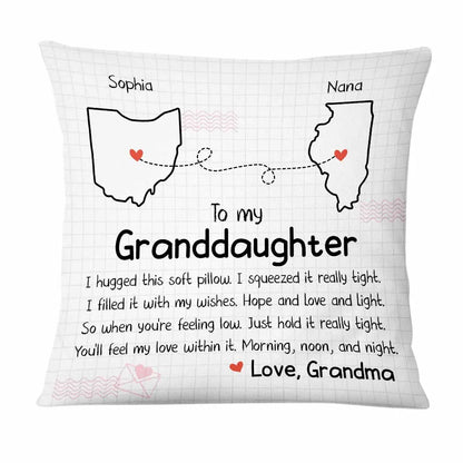 Granddaughter - Long Distance Hug This Drawing Pillow - Personalized Pillow Pillow The Next Custom Gift