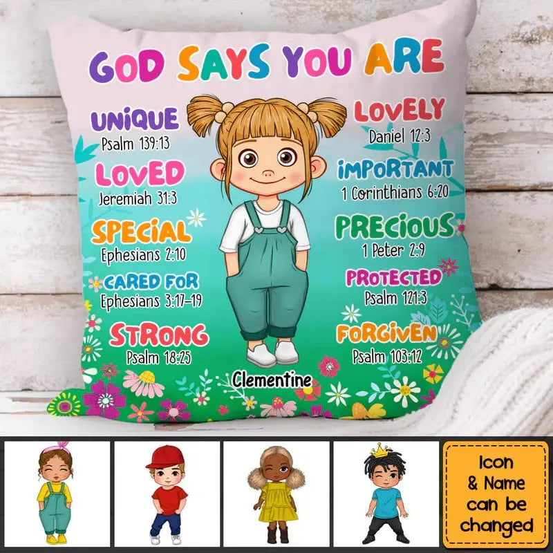 Grandkid - God Says You Are - Personalized Pillow Pillow The Next Custom Gift