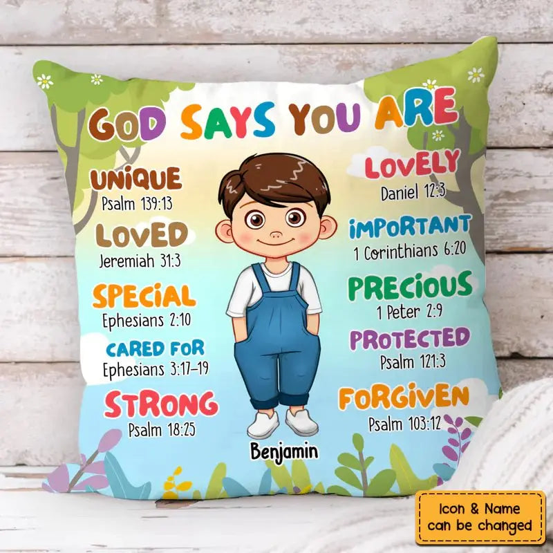 Grandkid - God Says You Are - Personalized Pillow Pillow The Next Custom Gift