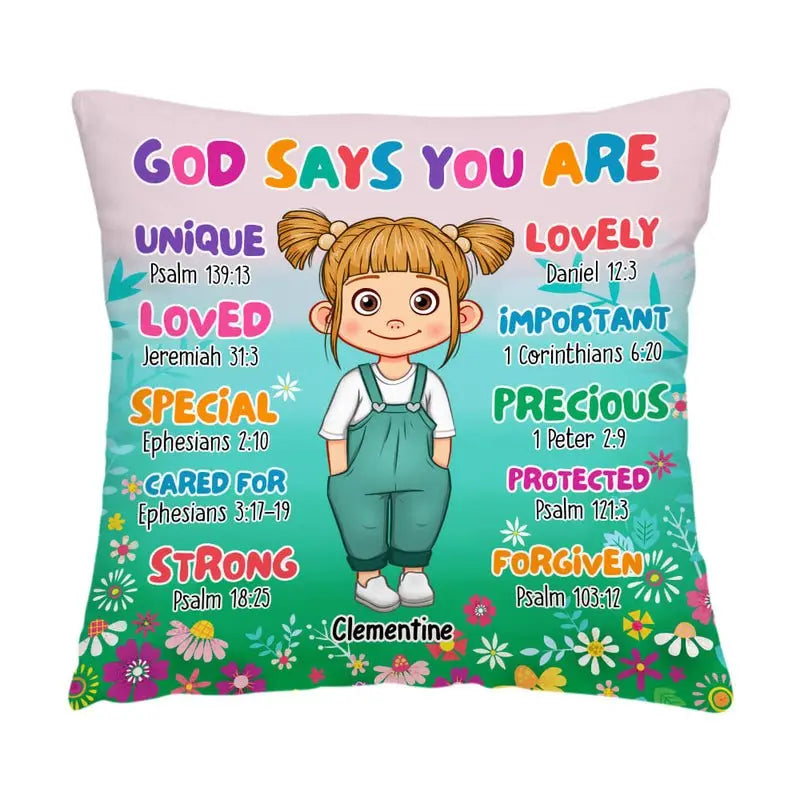 Grandkid - God Says You Are - Personalized Pillow Pillow The Next Custom Gift