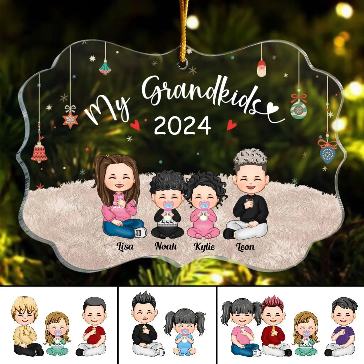 Grandkids 2024 - Personalized Grandkid Ornament ornament The Next Custom Gift