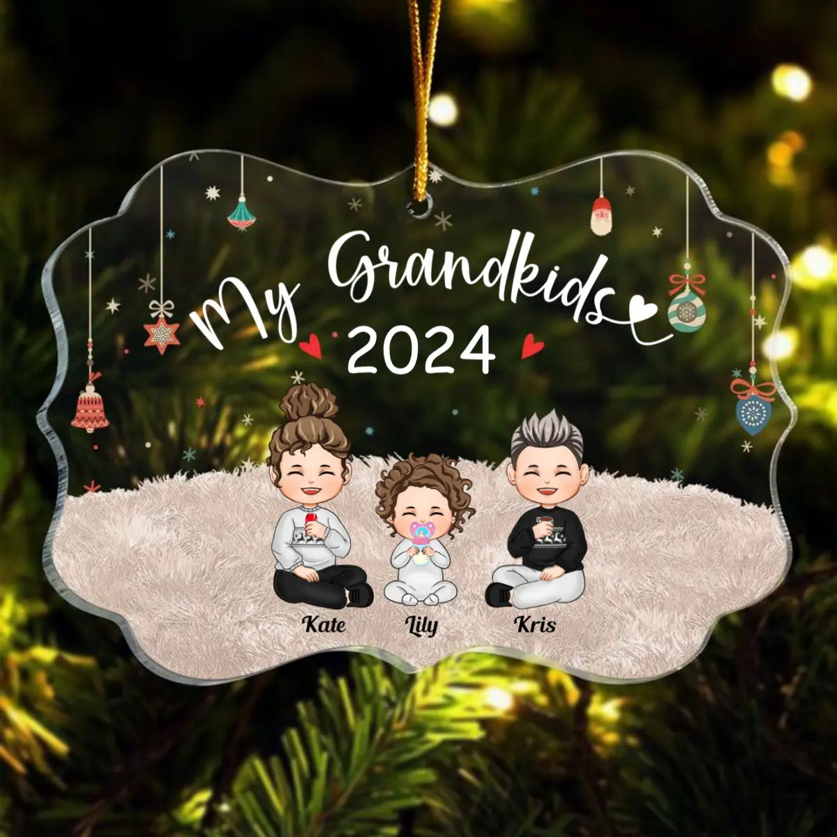 Grandkids 2024 - Personalized Grandkid Ornament ornament The Next Custom Gift