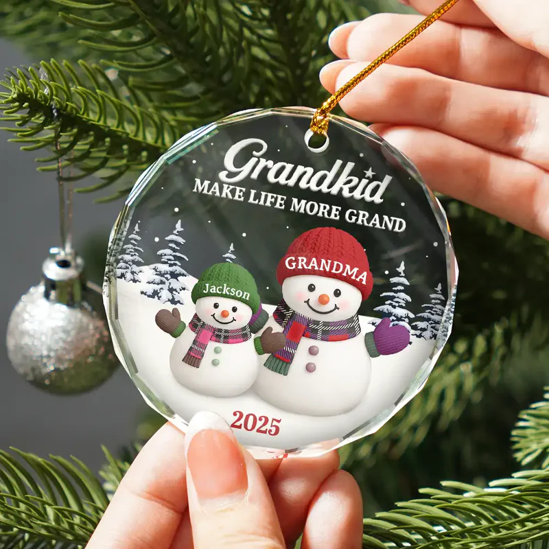 Grandkids Make Life More Grand - Personalized Circle Acrylic Ornament