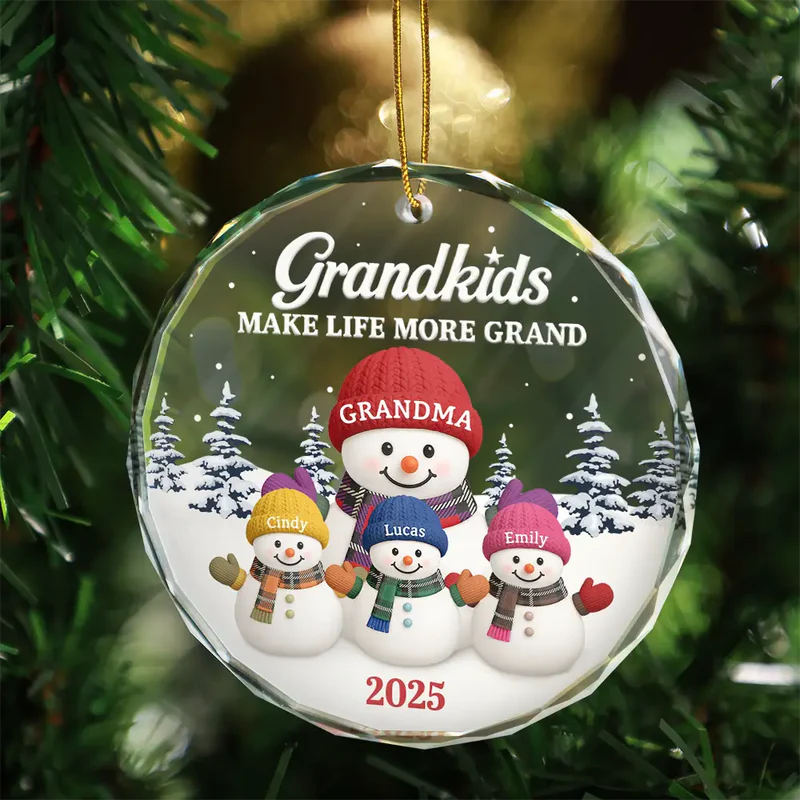 Grandkids Make Life More Grand - Personalized Circle Acrylic Ornament
