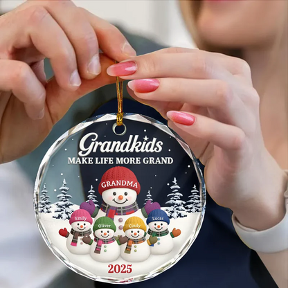Grandkids Make Life More Grand - Personalized Circle Acrylic Ornament