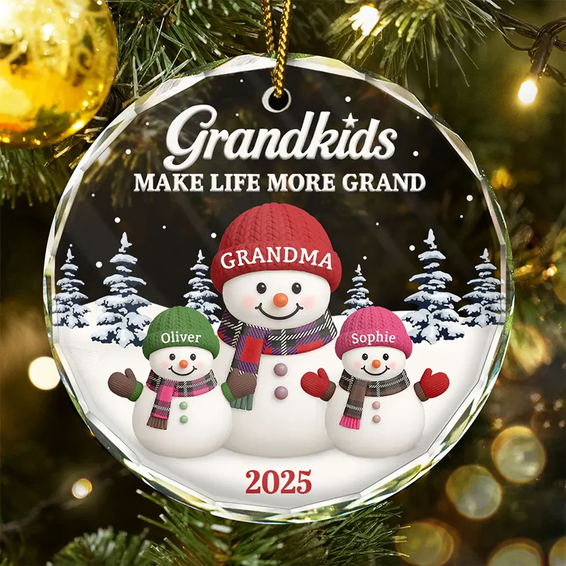 Grandkids Make Life More Grand - Personalized Circle Acrylic Ornament