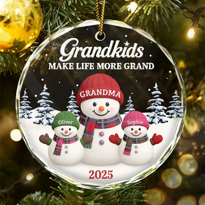 Grandkids Make Life More Grand - Personalized Circle Acrylic Ornament