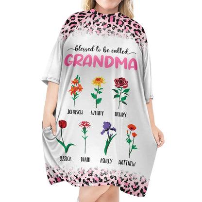 Grandma - Blessed To Be Called Birth Flowers - Gift For Grandma, Mom, Mother - Personalized Women's Sleep Tee Sleep Tee The Next Custom Gift