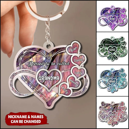 Grandma  - Blessed To Be Called Grandma, Nana, Mimi Violet - Personalized Color Acrylic Keychain (HL) Keychain The Next Custom Gift