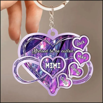 Grandma  - Blessed To Be Called Grandma, Nana, Mimi Violet - Personalized Color Acrylic Keychain (HL) The Next Custom Gift