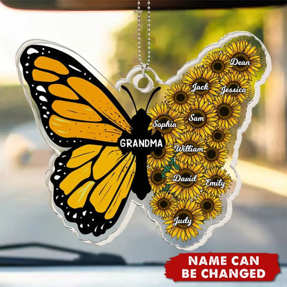 Grandma - Butterfly And Sunflower - Personalized Car Ornament ornament The Next Custom Gift