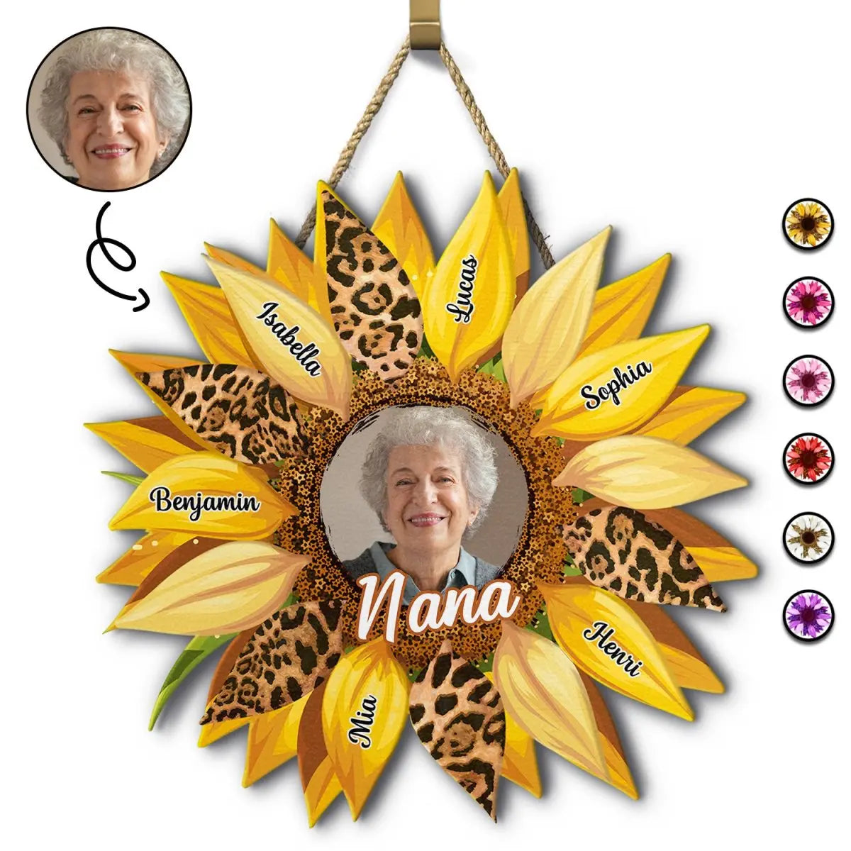 Grandma - Custom Photo Nana Sunflower - Personalized Wood Sign  The Next Custom Gift