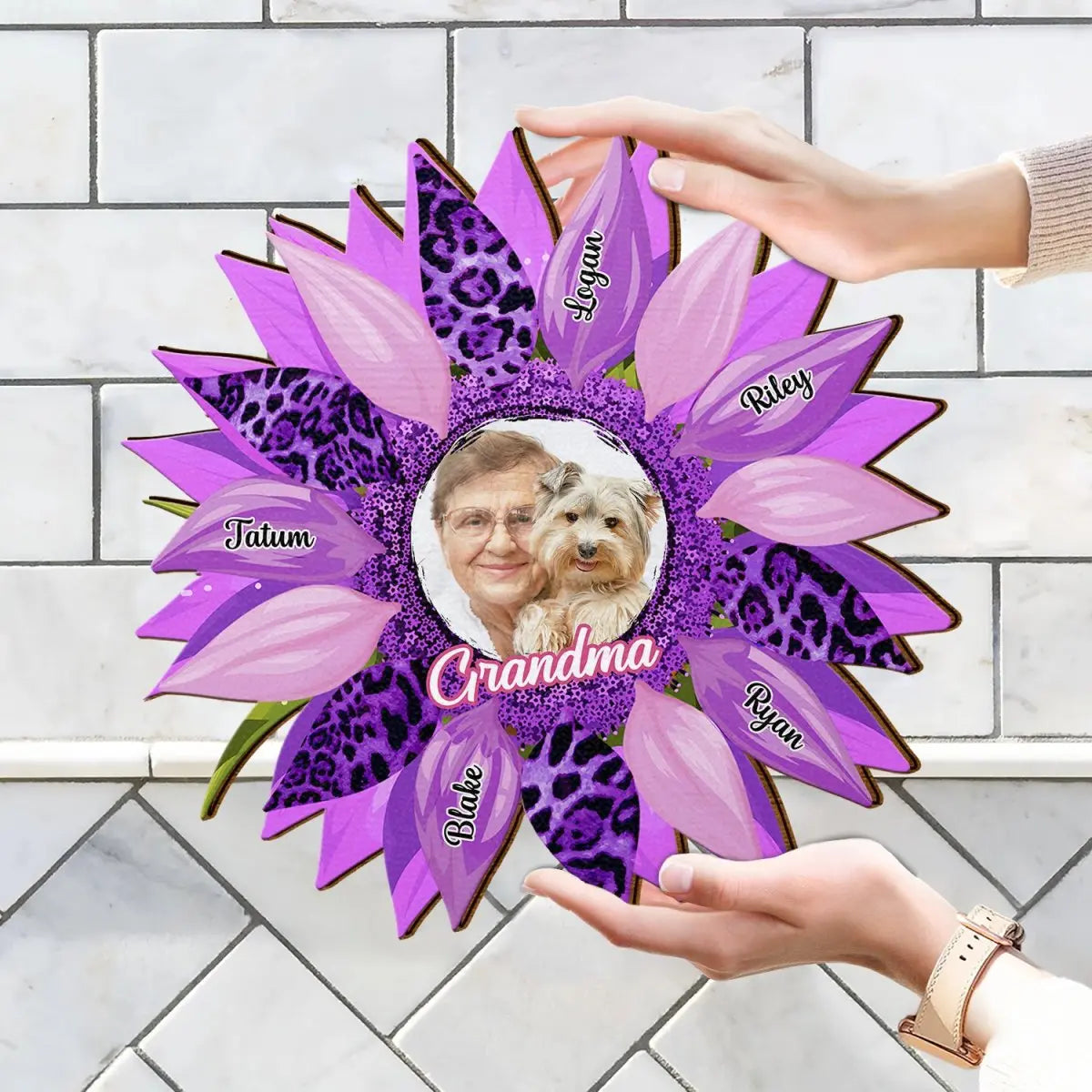 Grandma - Custom Photo Nana Sunflower - Personalized Wood Sign  The Next Custom Gift