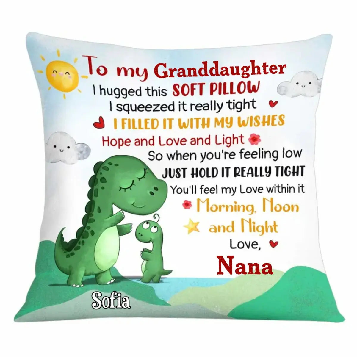 Grandma - Dinosaur Grandson Hug This - Personalized Pillow Pillow The Next Custom Gift