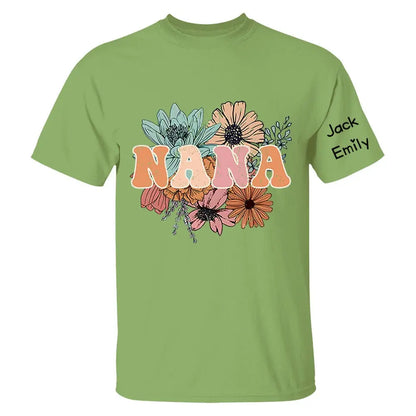 Grandma - Floral Nana - Personalized T-shirt T-shirt The Next Custom Gift