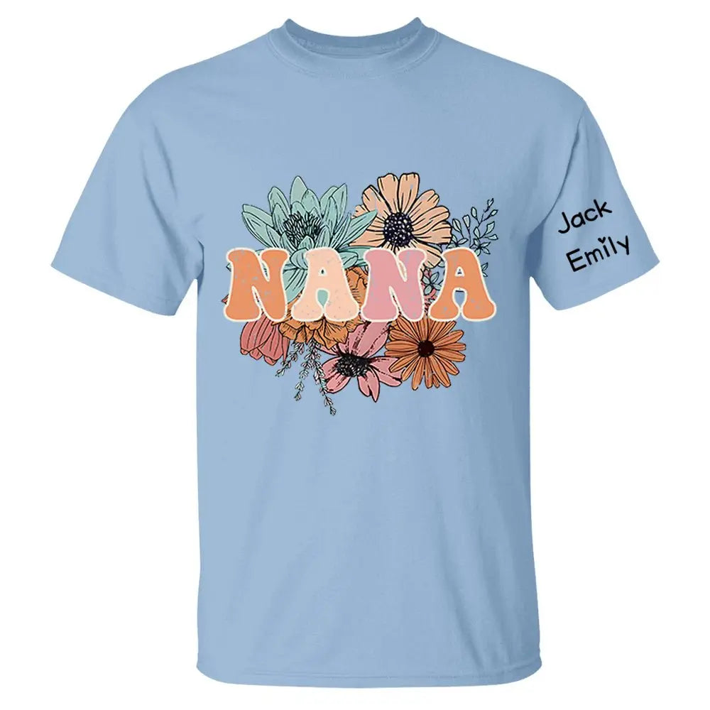 Grandma - Floral Nana - Personalized T-shirt T-shirt The Next Custom Gift