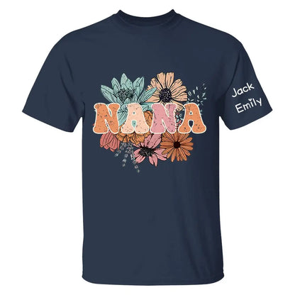 Grandma - Floral Nana - Personalized T-shirt T-shirt The Next Custom Gift