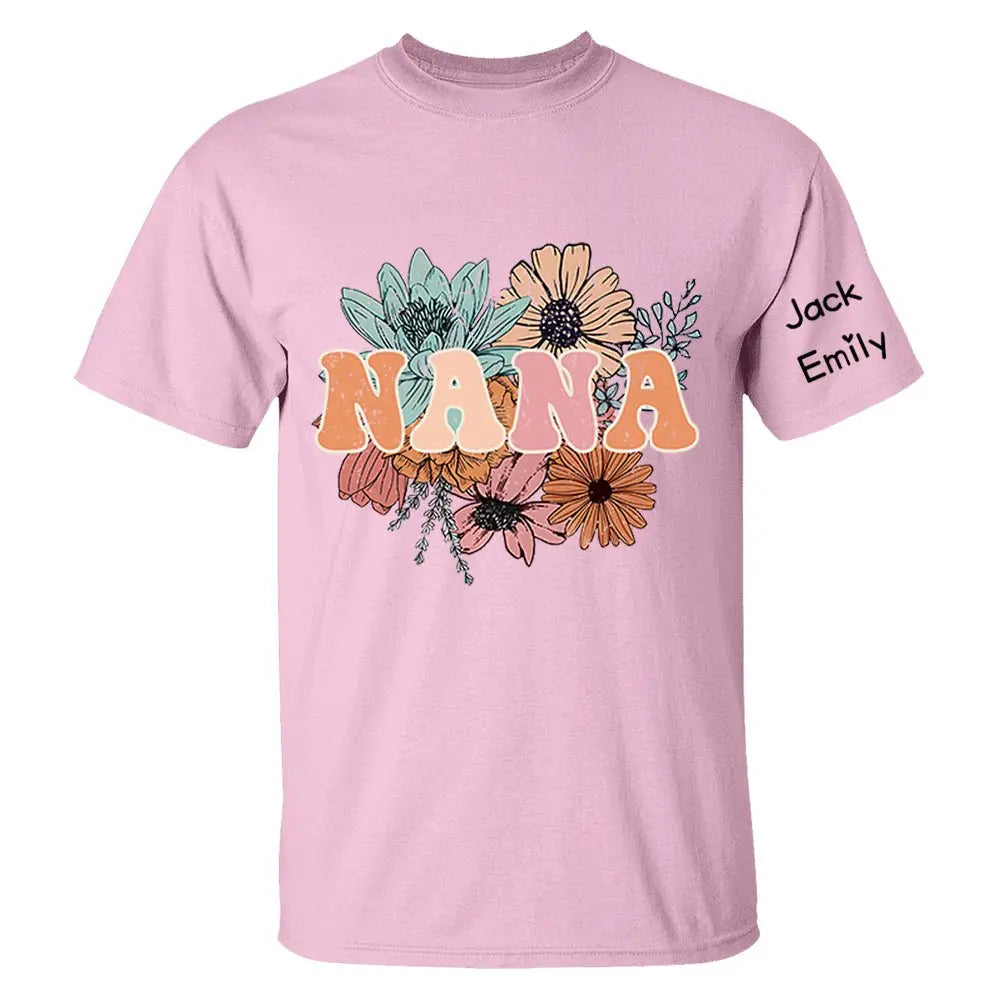 Grandma - Floral Nana - Personalized T-shirt T-shirt The Next Custom Gift