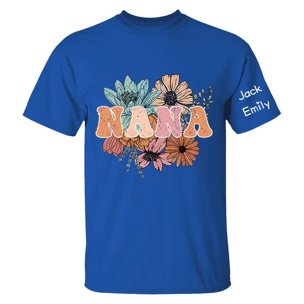 Grandma - Floral Nana - Personalized T-shirt T-shirt The Next Custom Gift