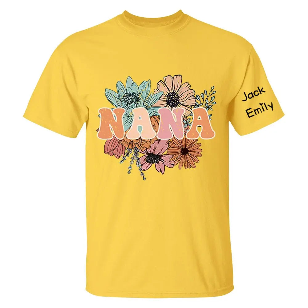 Grandma - Floral Nana - Personalized T-shirt T-shirt The Next Custom Gift