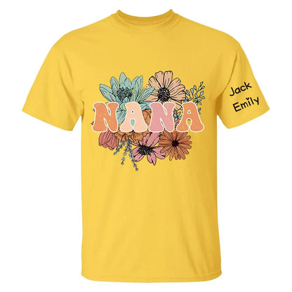 Grandma - Floral Nana - Personalized T-shirt T-shirt The Next Custom Gift