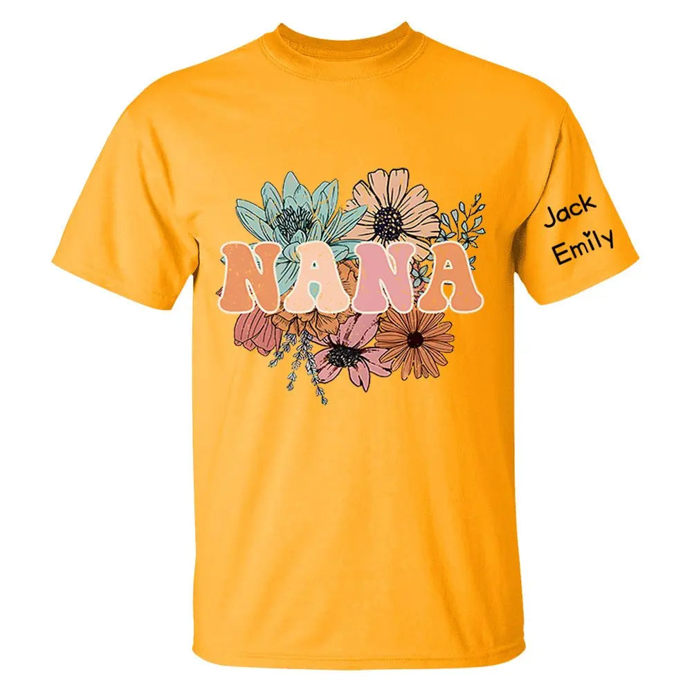 Grandma - Floral Nana - Personalized T-shirt T-shirt The Next Custom Gift