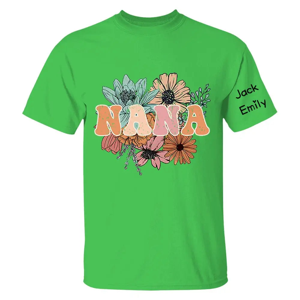 Grandma - Floral Nana - Personalized T-shirt T-shirt The Next Custom Gift