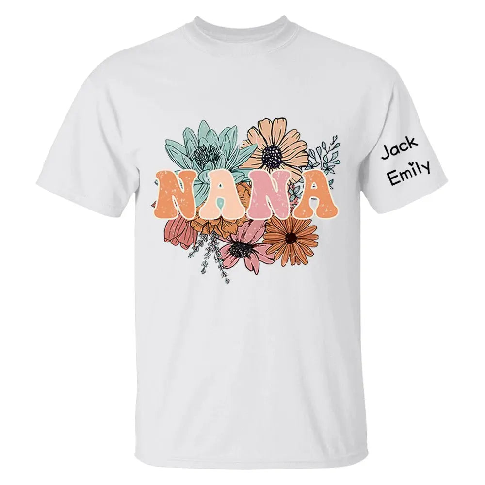 Grandma - Floral Nana - Personalized T-shirt T-shirt The Next Custom Gift