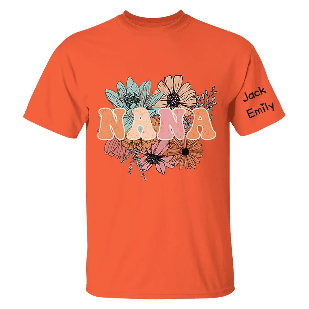 Grandma - Floral Nana - Personalized T-shirt T-shirt The Next Custom Gift