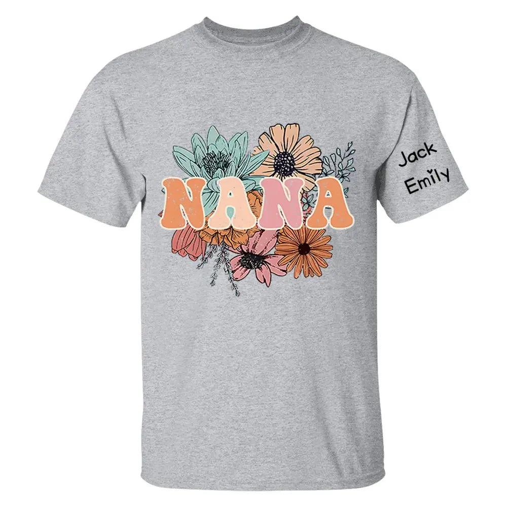 Grandma - Floral Nana - Personalized T-shirt T-shirt The Next Custom Gift