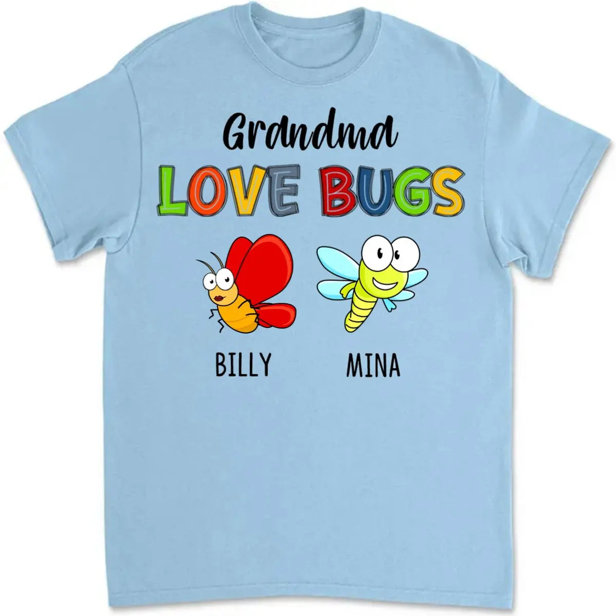 Grandma - Grandma Love Bugs - Personalized Unisex T-shirt (LH) Shirts & Tops The Next Custom Gift