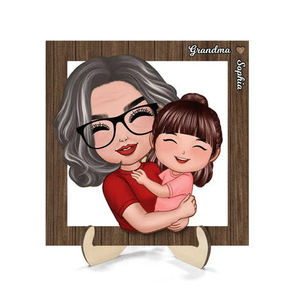 Grandma - Grandma Mom Holding Kid - Personalized 2-Layer Wooden Plaque (VT) Wooden Plaque The Next Custom Gift