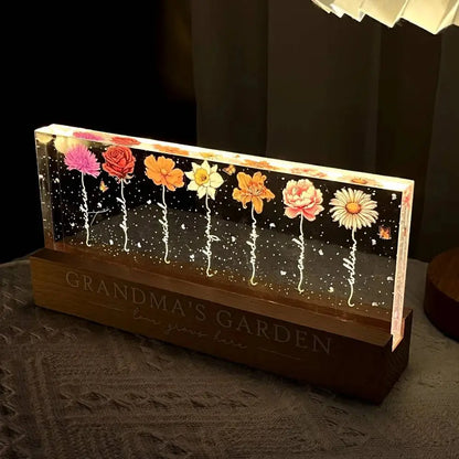 Grandma - Grandma‘s Garden Birth Month Flower - Personalized LED Night Light LED Night Light The Next Custom Gift