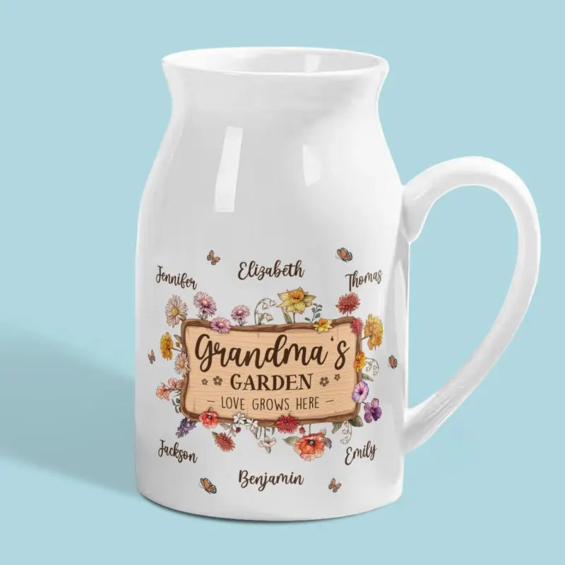 Grandma - Grandma's Garden Love Grows Here - Personalized Flower Vase Vase The Next Custom Gift