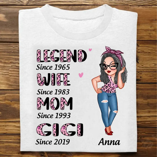 Grandma - Half Pink Leopard Sassy Legend Wife Mom Grandma - Personalized Shirt T-Shirt The Next Custom Gift