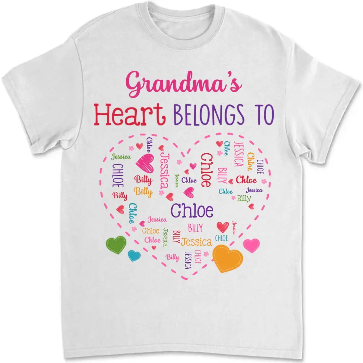 Grandma - Heart Belongs To - Personalized Unisex T-shirt (LH) Shirts & Tops The Next Custom Gift